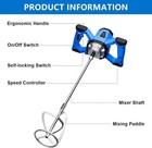 Cement Mixer  Electric Concrete Mixer With 6 Speed  110v Handheld Mud Mixer
