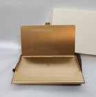 Vintage Brass Business Card Holder With Protective Pouch And Box