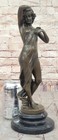 Art Deco Bronze Sculpture Statue Figure Sexy Girl On Marble Figurine Figure Gift