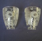 Lot 2 Vintage Glass Globe Lamp Light Shade Clear W  Etched Flowers Ribbed Floral