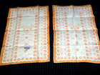 Nos Pr Vtg 50s Small Linen Tea Kitchen Towels Progress Creations Gold Floral