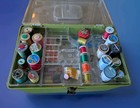 Vintage Wilson Wil-hold Green Plastic Sewing Box W  Tray Usa Full Of Supplies