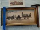 Antique Railroad Print Lot John Bull 1831 Framed First Steam Railway Bookplate