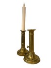 Pair Of Antique European Brass Candlesticks Push Up Authentic Beauties