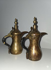 Vintage Arabic Coffee Dallah Set  2  Brass     Traditional Middle Eastern Dallah