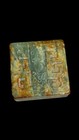  0041 ming Dynasty Green Jade Carved Square Dragon Pattern Seal With Characters