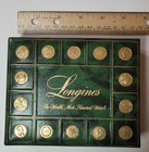 Vintage Longines Script Rectangle Green   Gold Faux Leather Watch Jewelry Box
