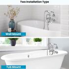 Chrome Clawfoot Tub Faucet Wall Mount Bathtub Filler Faucet With Hand Shower