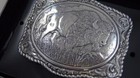 Crumrine Buffalo Western Belt Buckle Silver Tone 38058