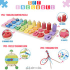 Montessori Fine Motor Skill Toys - Math Wooden Number Shape Set With Learning   