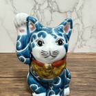 Maneki Neko Beckoning Lucky Cat Kutani Ware Right Hand Arabesque Porcelain