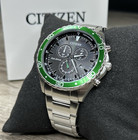 New    Citizen Eco-drive Weekender Green Chronograph Steel Men s Watch At2386-55e