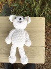 Handmade Crochet  All White Teddy Bear Stuffed Animal Doll Prop Ornament 7 5   