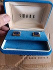 Vintage Swank Cufflinks Genuine Sodalite New In Box Gold Tone