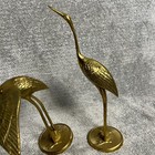 Large Vintage Set Of Two Heavy Solid Brass    leonard    Heron crane Pair 1960s