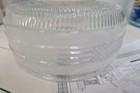 Vtg Glass Ceiling Light Cover Retro Clear Prismatic Art Chrome Catalina Lighting