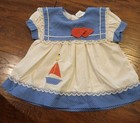 Vtg Cradle Togs Dress Baby Toddler Girl 18 Months Red Blue Polkadots Sailor Duck