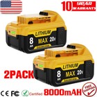 2pack For Dewalt 20v 20 Volt Max 8 0ah Lithium Ion Battery Dcb206 Dcb205 Dcb204