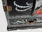 Vintage Asian Oriental Black Lacquer Mother Of Pearl Jewelry Box Chest Cabinet
