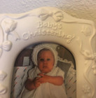 Vtg New Russ Berrie Baby Christening 3 5 X 5  Photo Frame Easel White Porcelain
