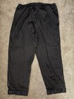 Mens Silk polyester Pajama Lounge Pants Large Black white Pinstripe