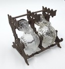 Antique Eastlake Double Snail Tilting Inkwell  Glass   Iron Pat  Jan 14 1879