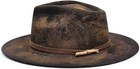 Distressed burned Handmade Hat Wide Brim Fedora Hats For Men Women 100  Wool