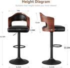 Set Of  4  Swivel Bar Stools Black Faux Leather Upholstered Padded Seats Walnut