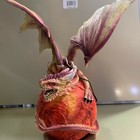 Mars Fantasy Dragon Figurine Red Cream On Fiery Planet Orb Resin Statue Collecti