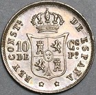 1885 Philippines 10 Centimos Au Spain Colony Silver Coin  23122610r 