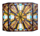 Tiffany Style Fireplace Screen Arts   Crafts Stained Glass 3 Pc   One This Price