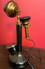 Vintage Landline Black Candlestick Telephone Brass Antique Rotary Dial Working