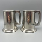 Pair Of Vintage English Pewter Beer Tankards Stein Mugs 5 h