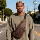 Mens Sling Backpack Chest Bag Crossbody Bag Shoulder Bag 100  Genuine Leather Uu