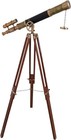 Nautical Style Black Leather Telescope Maritime Brass Antique Double Barrel