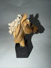Horse Head Bust Figurine Statue On Black Base With Horseshoe Design