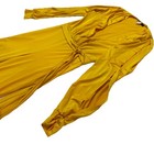 Cameo Women Size L Jumpsuit Elegant Yellow Satin Long Sleeve Bellbottom Pant Cut