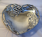 Vintage Nib Deadstock Arthur Court Aluminum Grape Heart Coupe Tray Bowl 10  Dish