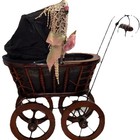 Antique Victorian Baby Doll Stroller Vintage Wicker Wood Iron Baby Doll Carriage