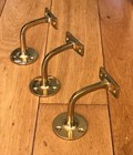 3x Vintage Brass Hand Rail Brackets Stair Old Handrail  cd28 