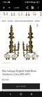 Antique English Solid Brass Andrions Circa 1860 Wildly Rare  60lbs 29 tall 