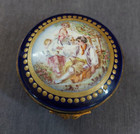 Vintage French Porcelain Box With Brass Trim