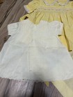 Lot Of 4 Vintage Baby Girl Light Yellow Ruffled Embroidered Cotton Dress 1950s