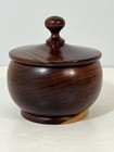 Hand Turned Wooden Covered Round Trinket Box 3 5 Inch Tall