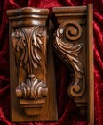 Set Of 2 Solid Wood Carved Corbels Wall Bracket Shelves Heavy Pair Gift Item