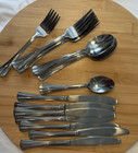 International Stainless Flatware Scalloped Edge 27 Pc Lot Silverware Collection