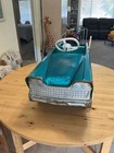 Wagonmaster Vintage Teal Metal Pedal Car Ride-on Toy White Wheel Red Wheels