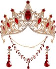 3 Pieces Baroque Queen Crown Set - Tiara  Earrings  Necklace  Crystal Headban   