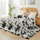 Cozy Bliss Cow Print Throw Blanket Non Shedding Milkyplush Fleece 330gsm Thick 