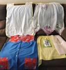 6 Vintage Aprons Lot Waist Hanky Bib Cotton Sheer Pocket Some Handmade See All 